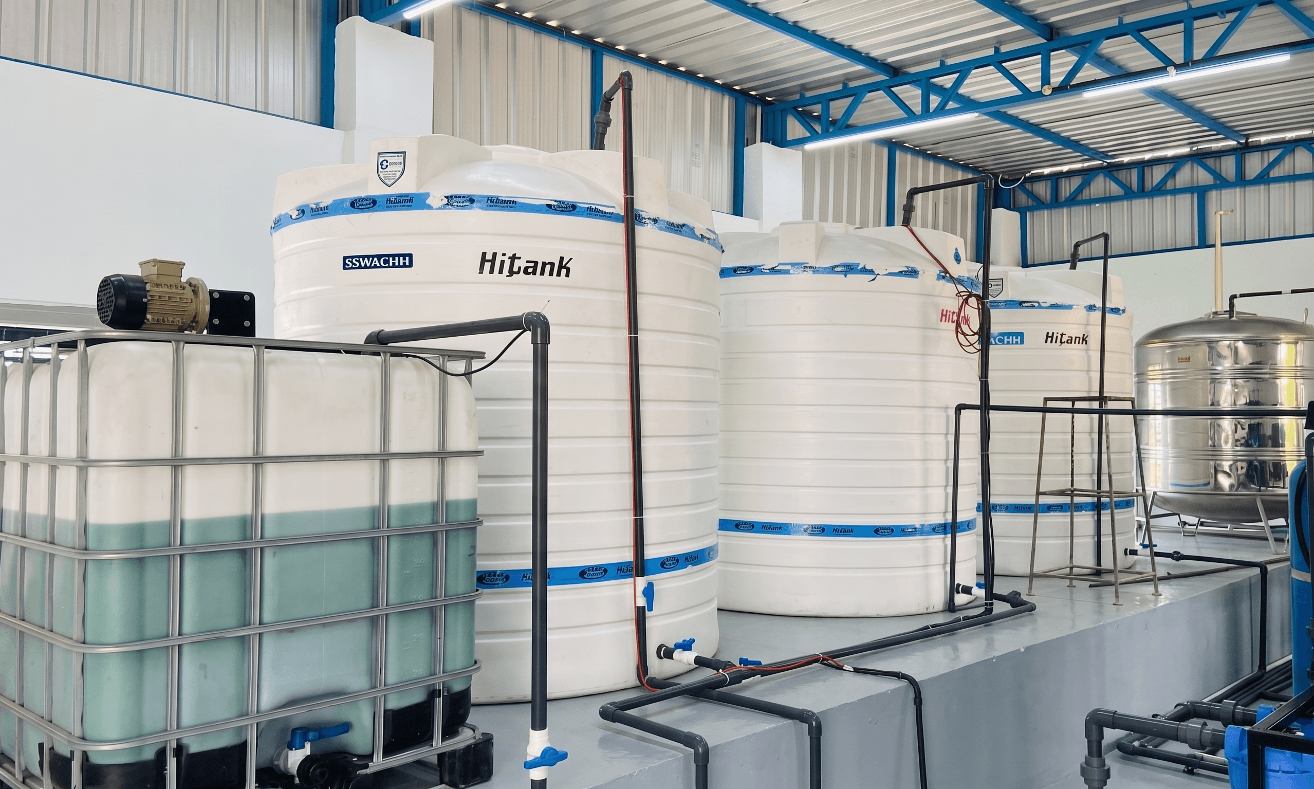 Storage tanks for deionised water and finished AUS 32 product.